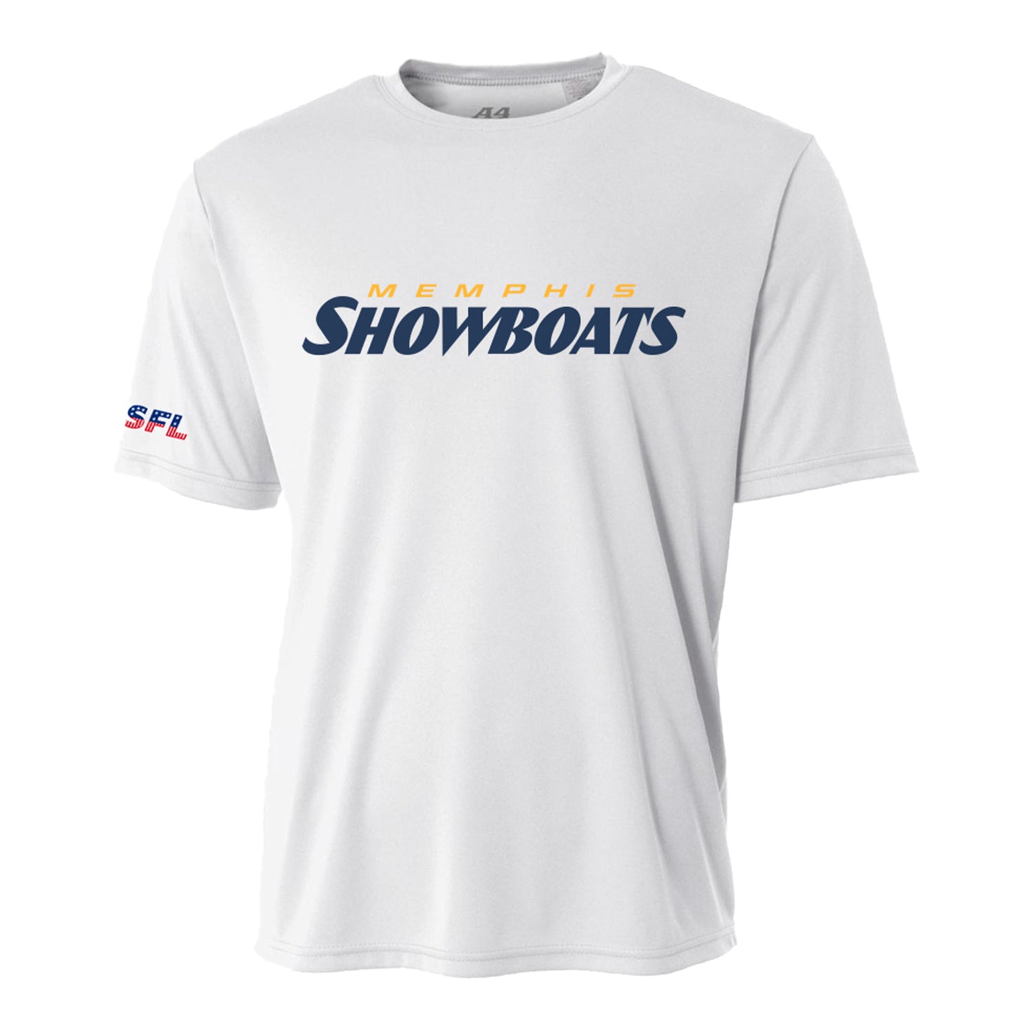 Memphis Showboats Official Sideline Long Sleeve T-Shirt In White - Front View