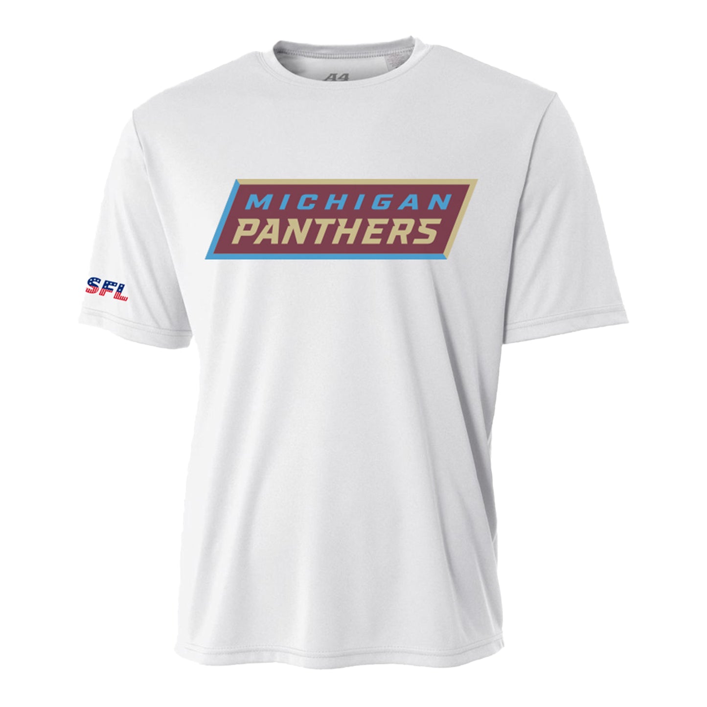 Michigan Panthers Official Sideline Short Sleeve T-Shirt In White - Front View