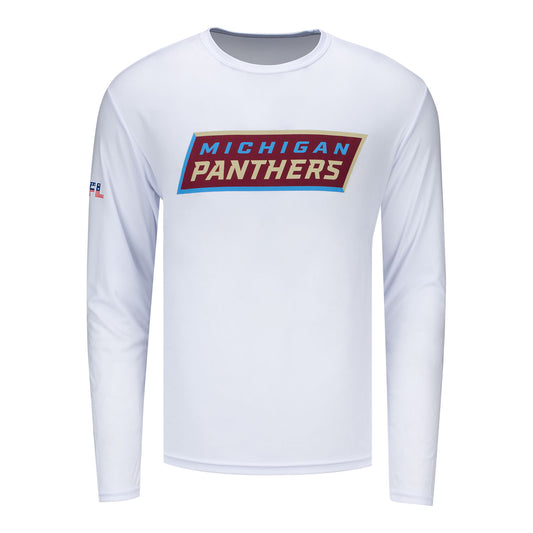 Michigan Panthers Long Sleeve T-Shirt In White - Front View
