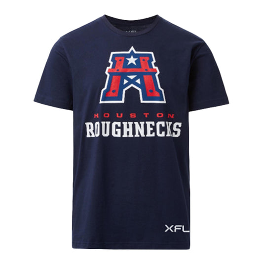 Houston Roughnecks Primary Logo T-Shirt In Blue - Front View