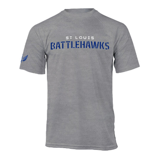Battlehawks Raglan Sleeve Short Sleeve T-Shirt In Grey - Front View