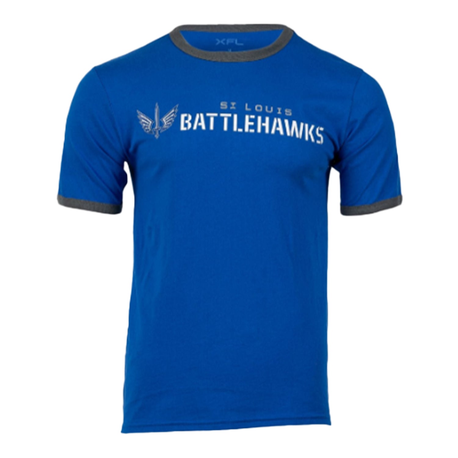 Battlehawks Primary Ringer Short Sleeve T-Shirt In Blue - Front View