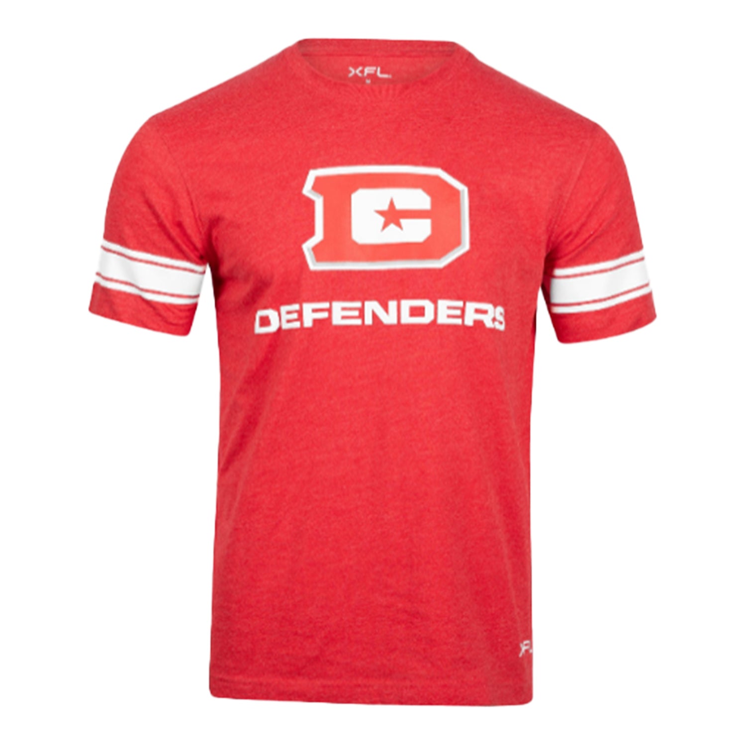 Defenders Stripe Sleeve Short Sleeve T-Shirt In Red - Front View