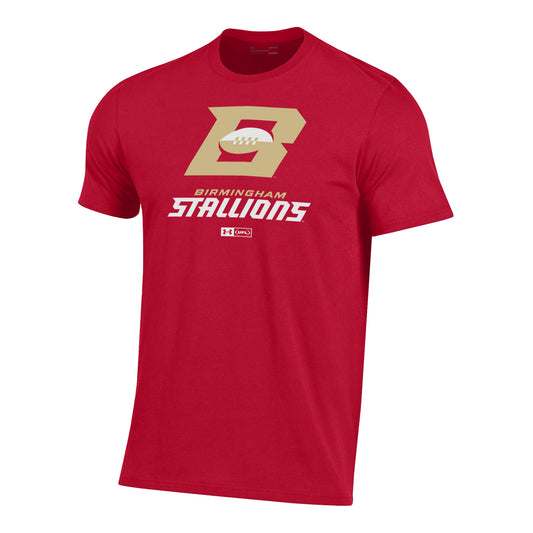 Under Armour Birmingham Stallions  Performance T-Shirt In Red - Front View