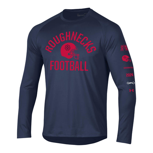 Under Armour Houston Roughnecks Long Sleeve Tech T-Shirt  In Black - Front View