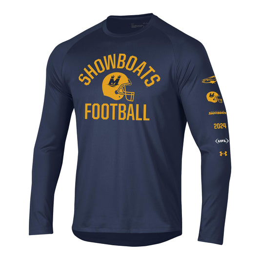 Under Armour Memphis Showboats Long Sleeve Tech T-Shirt In Blue - Front View