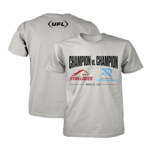 Champ vs. Champ Matchup T-Shirt In Grey - Front & Back View