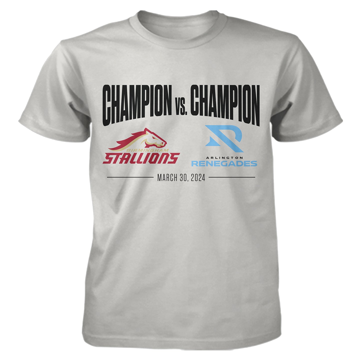 Champ vs. Champ Matchup T-Shirt In Grey - Front View