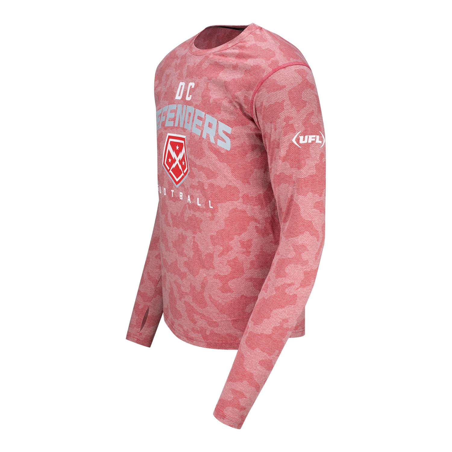 MSX by Michael Strahan D.C. Defenders Camo Long Sleeve Tee In Red - Left Side View