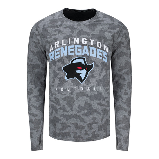 MSX by Michael Strahan Arlington Renegades Camo Long Sleeve Tee In Grey - Front View