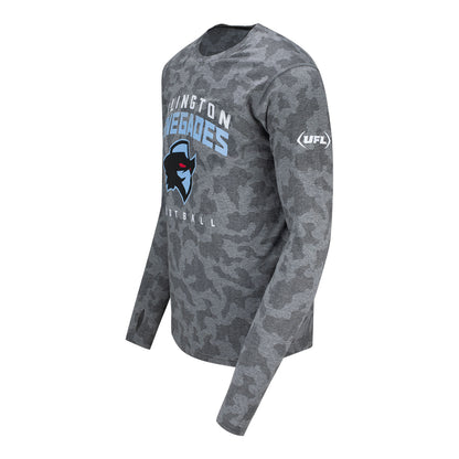 MSX by Michael Strahan Arlington Renegades Camo Long Sleeve Tee In Grey - Left Side View