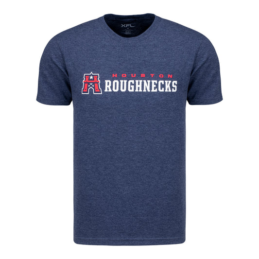 Houston Roughnecks 50-50 Graphic T-Shirt In Blue - Front View