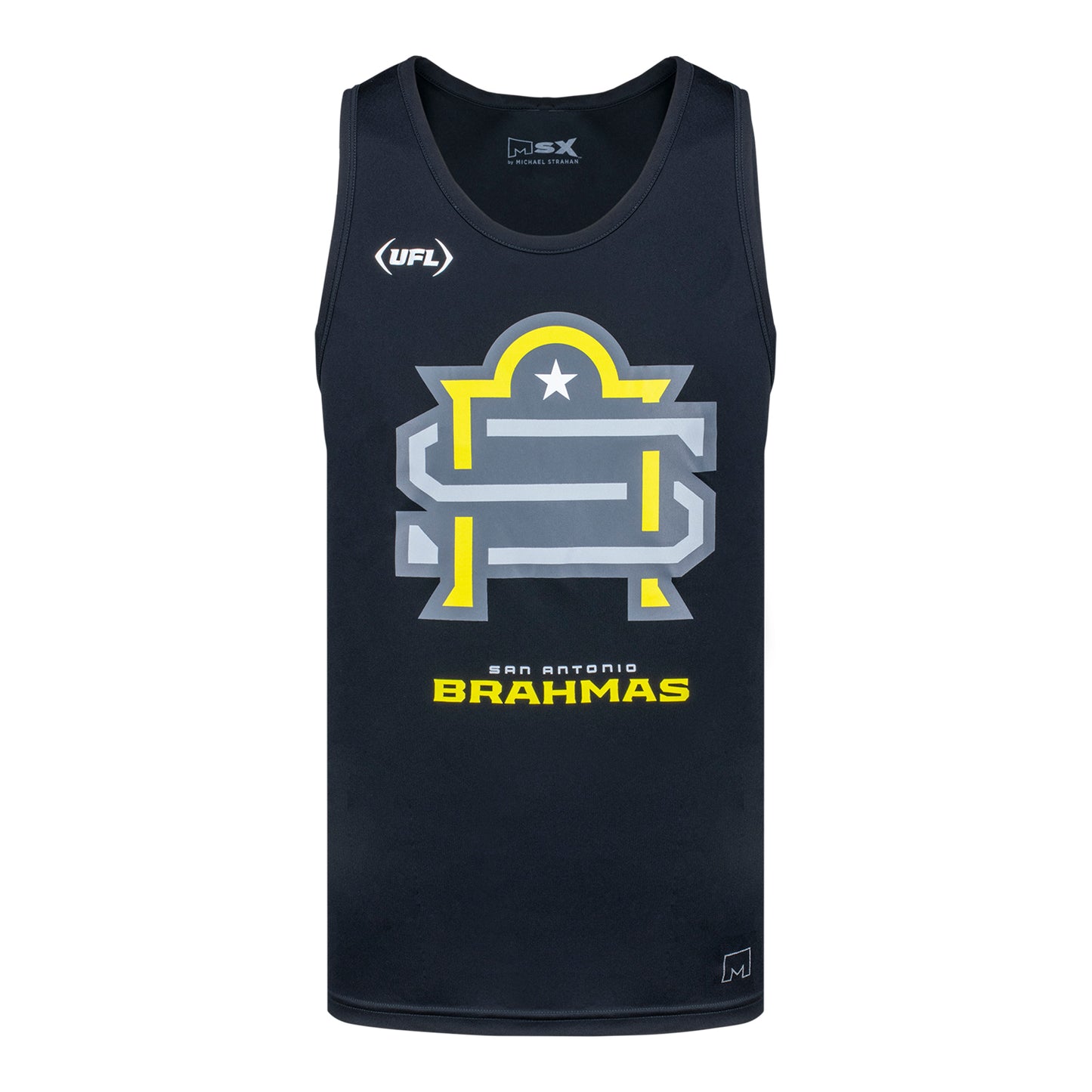 MSX by Michael Strahan San Antonio Brahmas Tank Top In Black - Front View