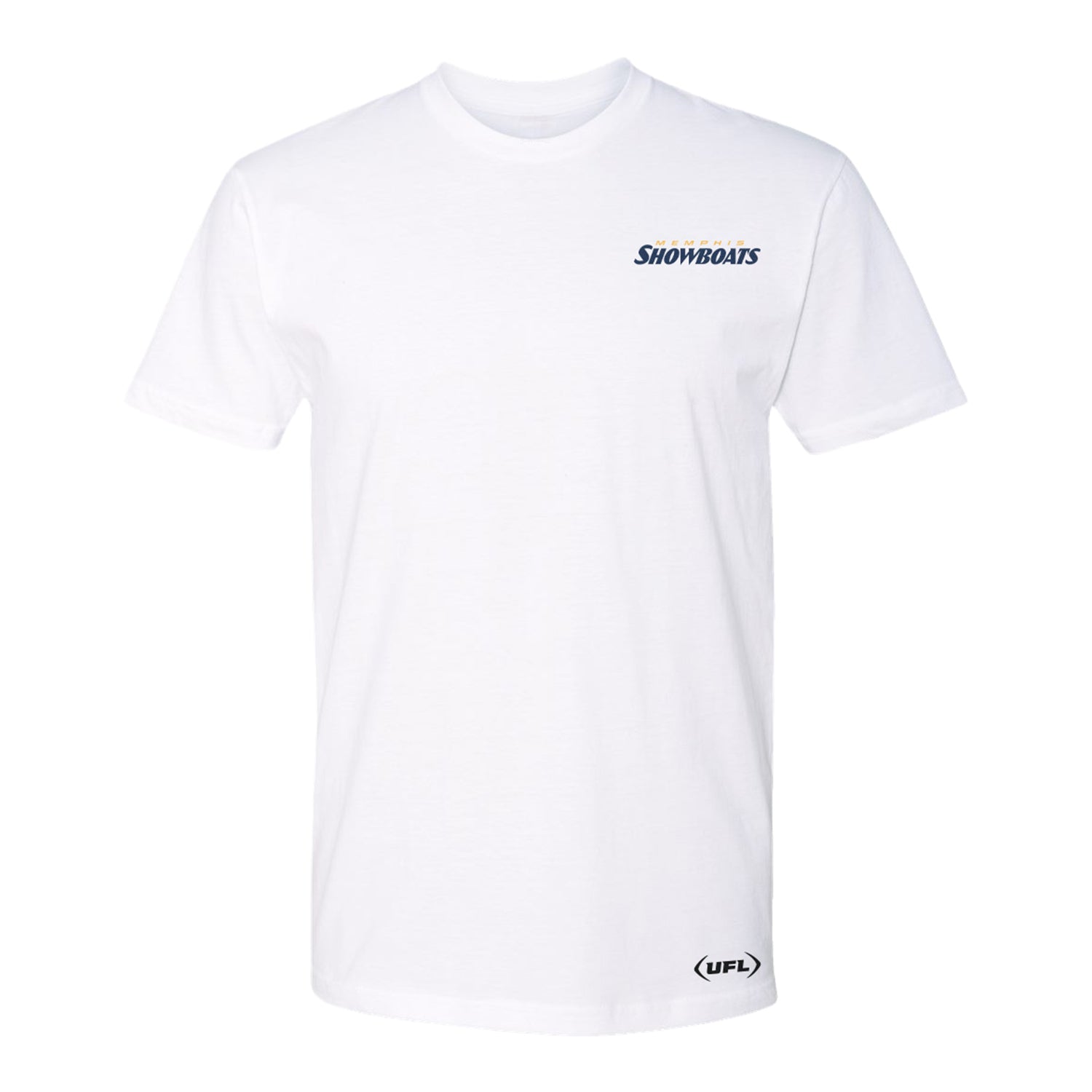Memphis Showboats Helmet Motto Men's T-Shirt In White - Front View
