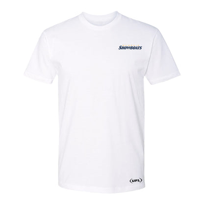 Memphis Showboats Helmet Motto Men's T-Shirt In White - Front View