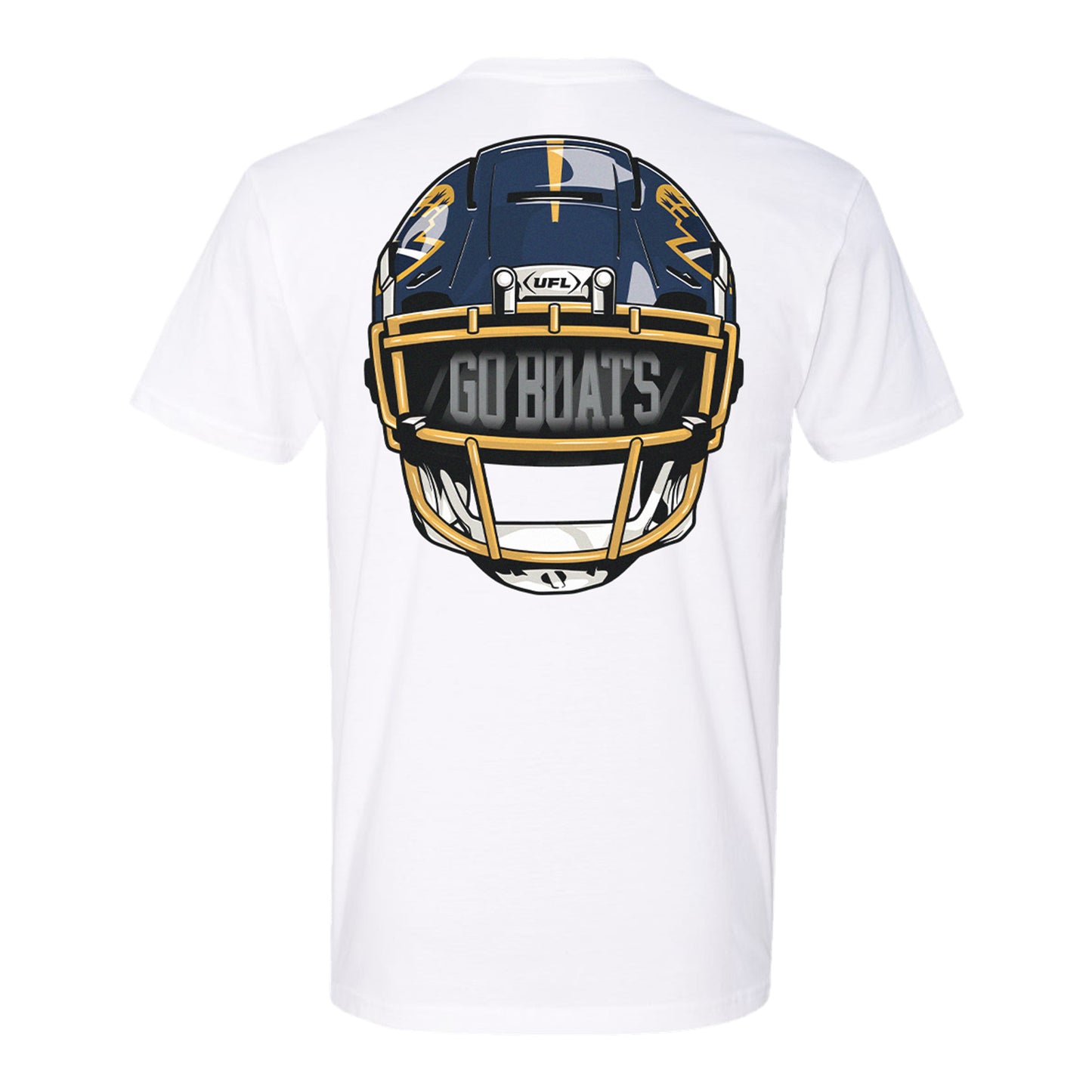 Memphis Showboats Helmet Motto Men's T-Shirt In White - Back View