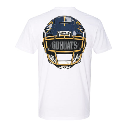 Memphis Showboats Helmet Motto Men's T-Shirt In White - Back View
