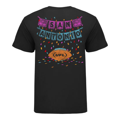San Antonio Brahmas Papel Picado Men's T-Shirt In Black - Back View