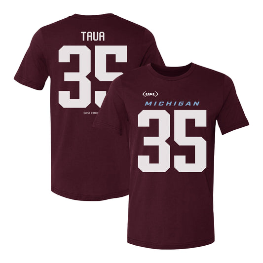 Michigan Panthers Toa Taua #35 Player T-shirt In Red - Front & Back View