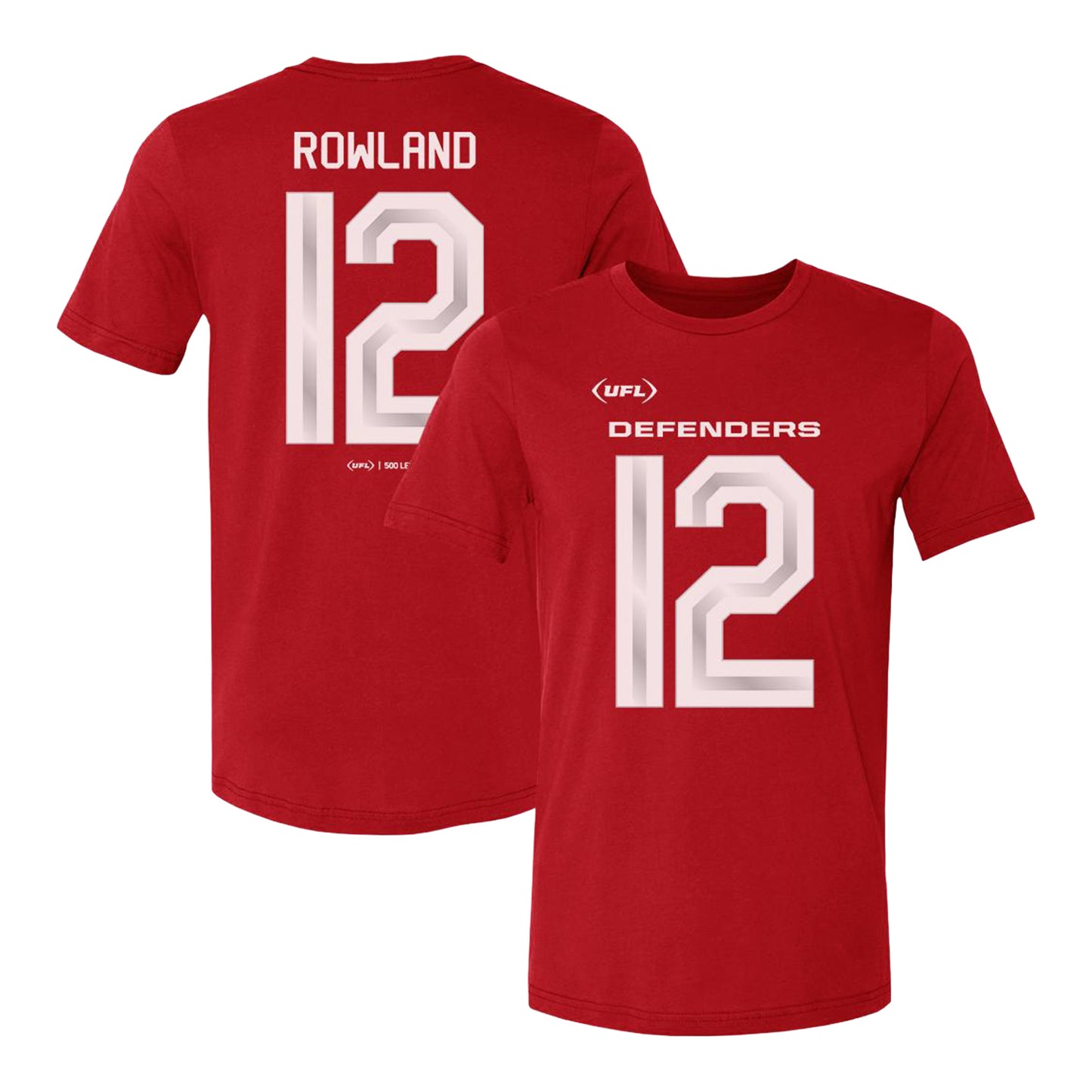D.C. Defenders Chris Rowland Jr #12 T-Shirt In Red - Front & Back View