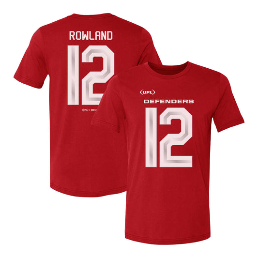 D.C. Defenders Chris Rowland Jr #12 T-Shirt In Red - Front & Back View