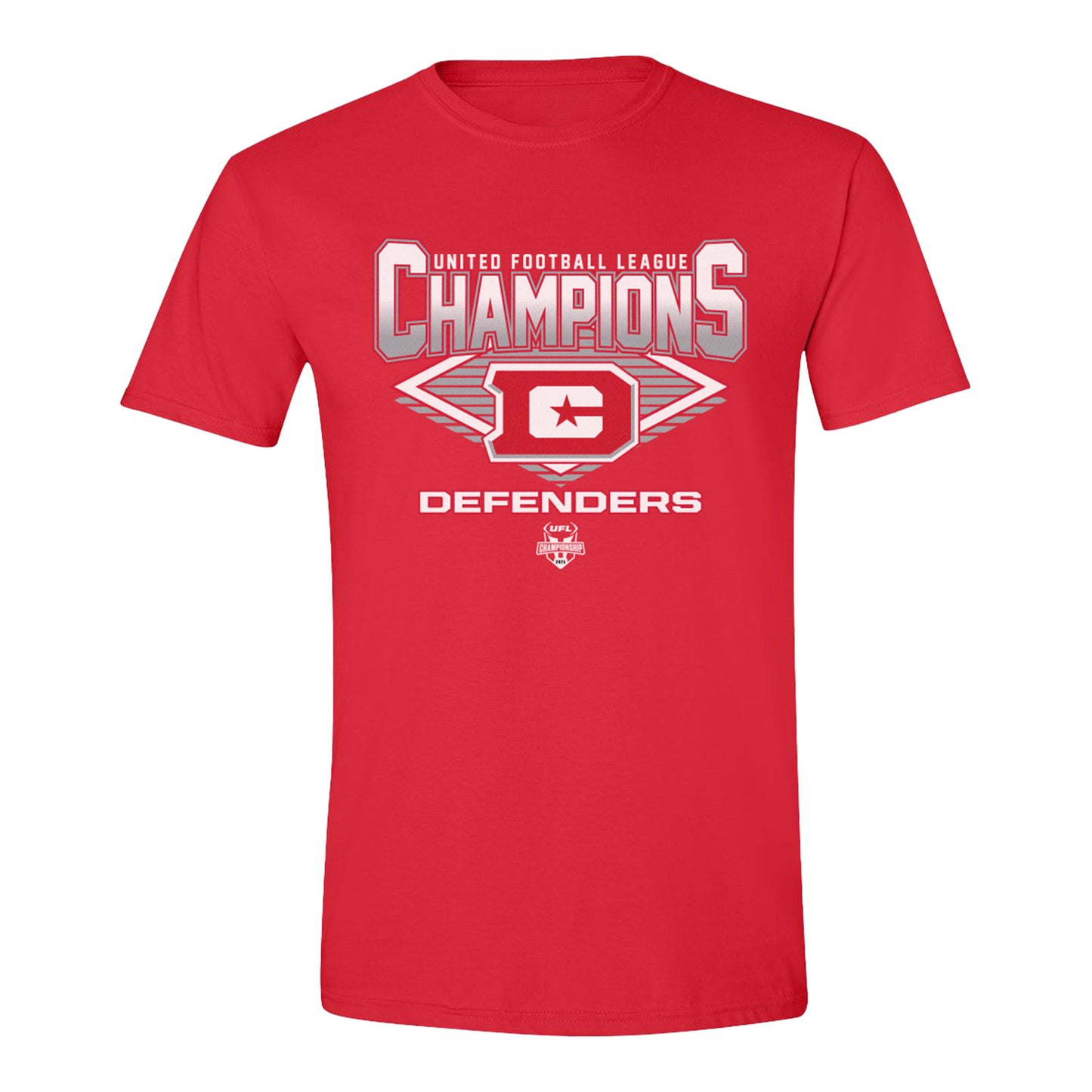 D.C. Defenders 2025 UFL Champions Diamond T-Shirt In Red - Front View