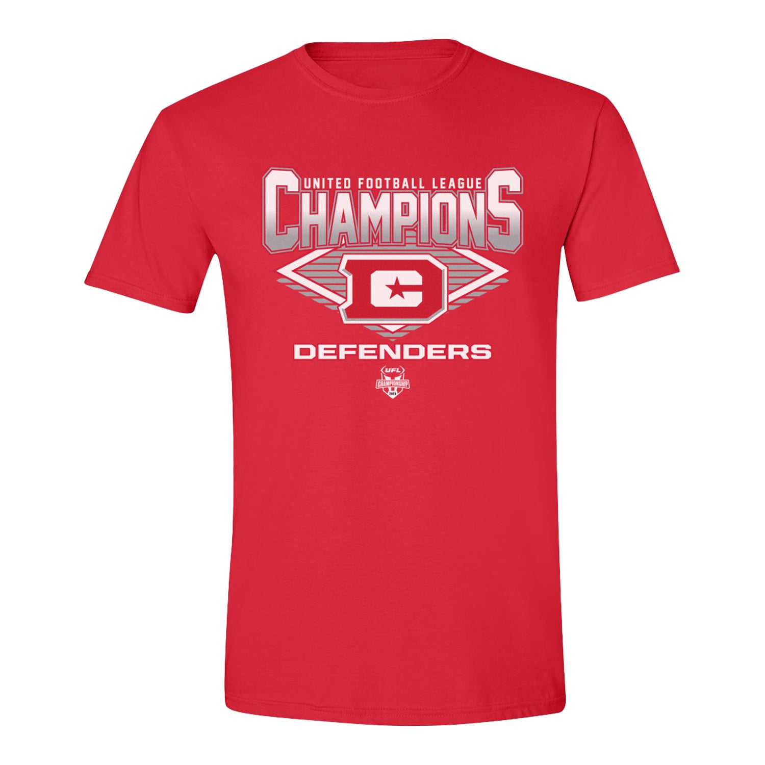 D.C. Defenders 2025 UFL Champions Diamond T-Shirt In Red - Front View