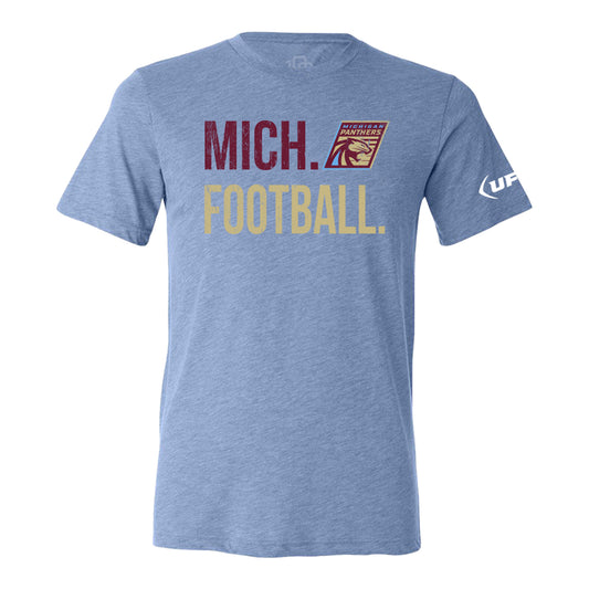 Michigan Panthers 108 Stitches Football Spiral T-Shirt In Blue - Front View
