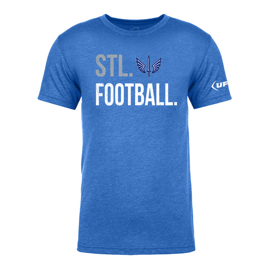 St. Louis Battlehawks 108 Stitches Football Spiral T-Shirt In Blue - Front View