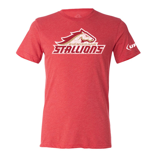 Birmingham Stallions 108 Stitches Fade T-Shirt In Red - Front View