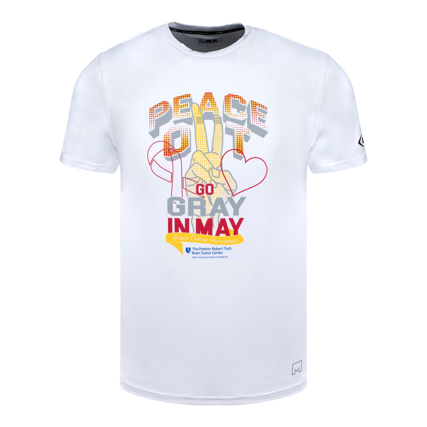 UFL MSX by Michael Strahan Go Gray in May Awareness T-Shirt In White - Front View