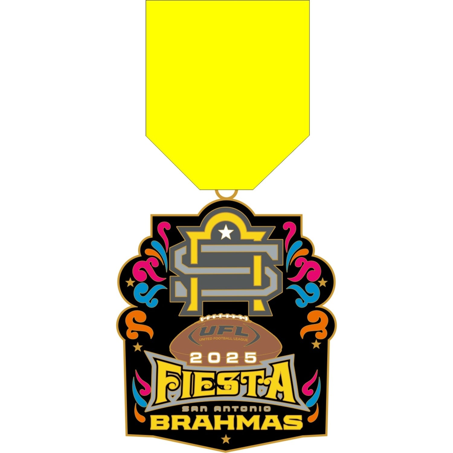 2025 San Antonio Brahmas Fiesta Medal In Gold - Front View