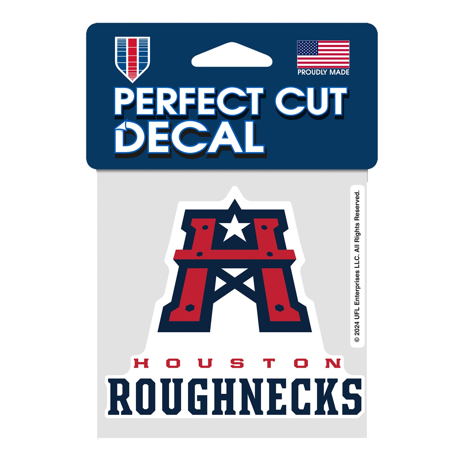 Houston Roughnecks Decal In Red - Front View