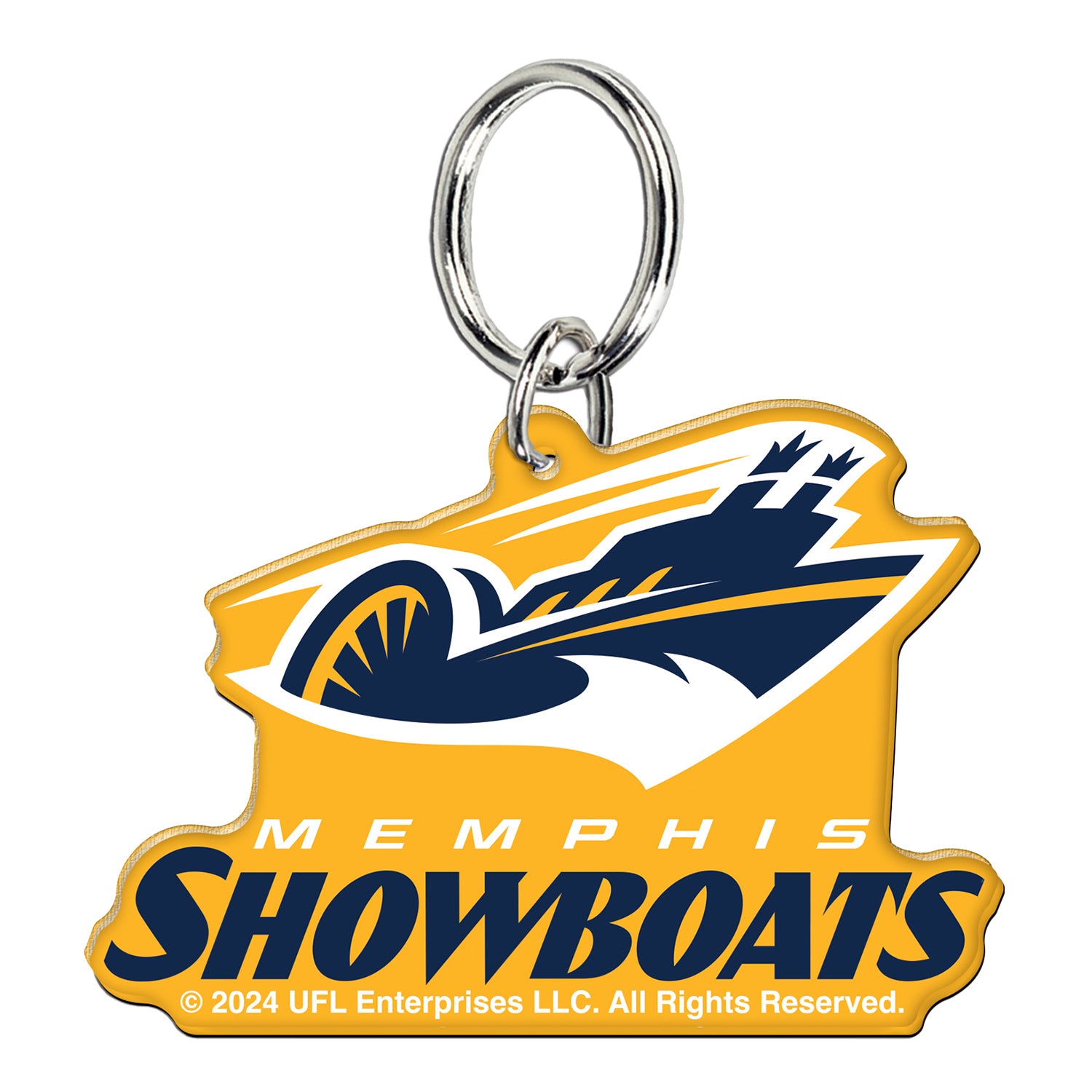 Memphis Showboats Keychain In Yellow - Front View