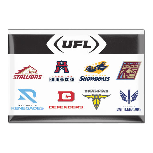 UFL League Magnet In White - Front View