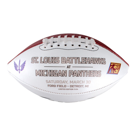 Michigan Panthers 2024 Opener Football In White & Brown - Side View 1