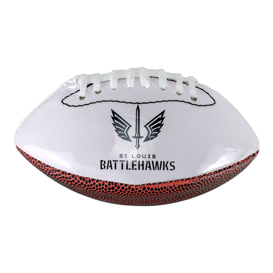 St. Louis Battlehawks Mini Autograph Football In White & Brown - Front View