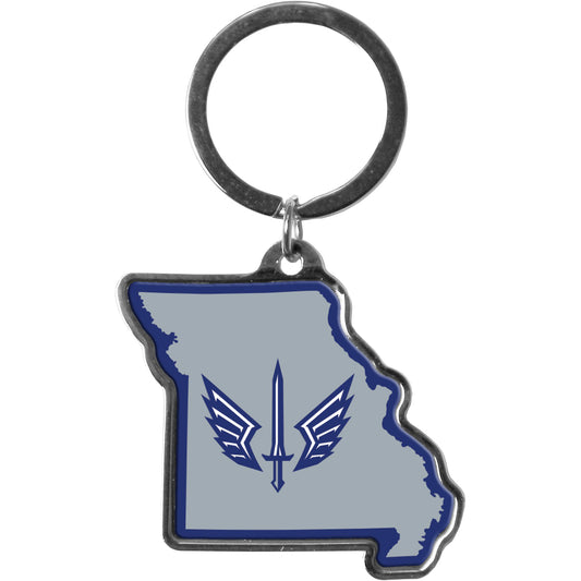 St. Louis Battlehawks State Keychain In Grey - Front View