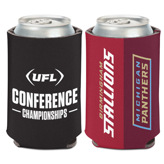 UFL - USFL Conference Matchup Koozie In Red - Front & Back View