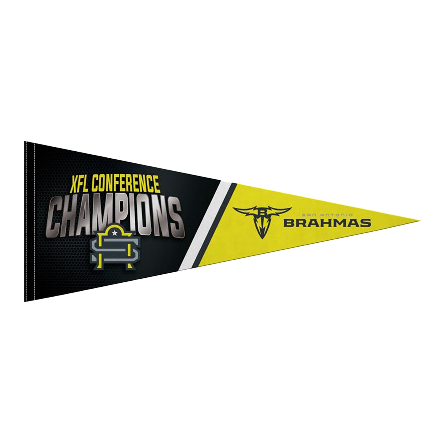 San Antonio Brahmas 2024 XFL Champions Pennant In Yellow - Front View