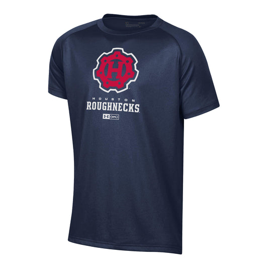 Under Armour Houston Roughnecks Youth Tech T-Shirt In Navy - Front View