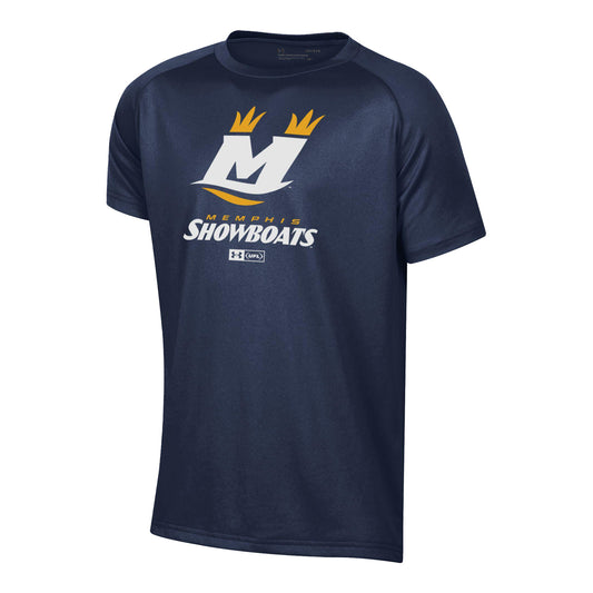 Under Armour Memphis Showboats Youth Tech T-Shirt In Blue - Front View