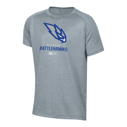 Under Armour St. Louis Battlehawks Youth Tech T-Shirt In Grey - Front View