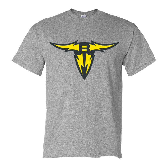 San Antonio Brahmas Something Inked Primary Logo T-Shirt In Grey - Front View