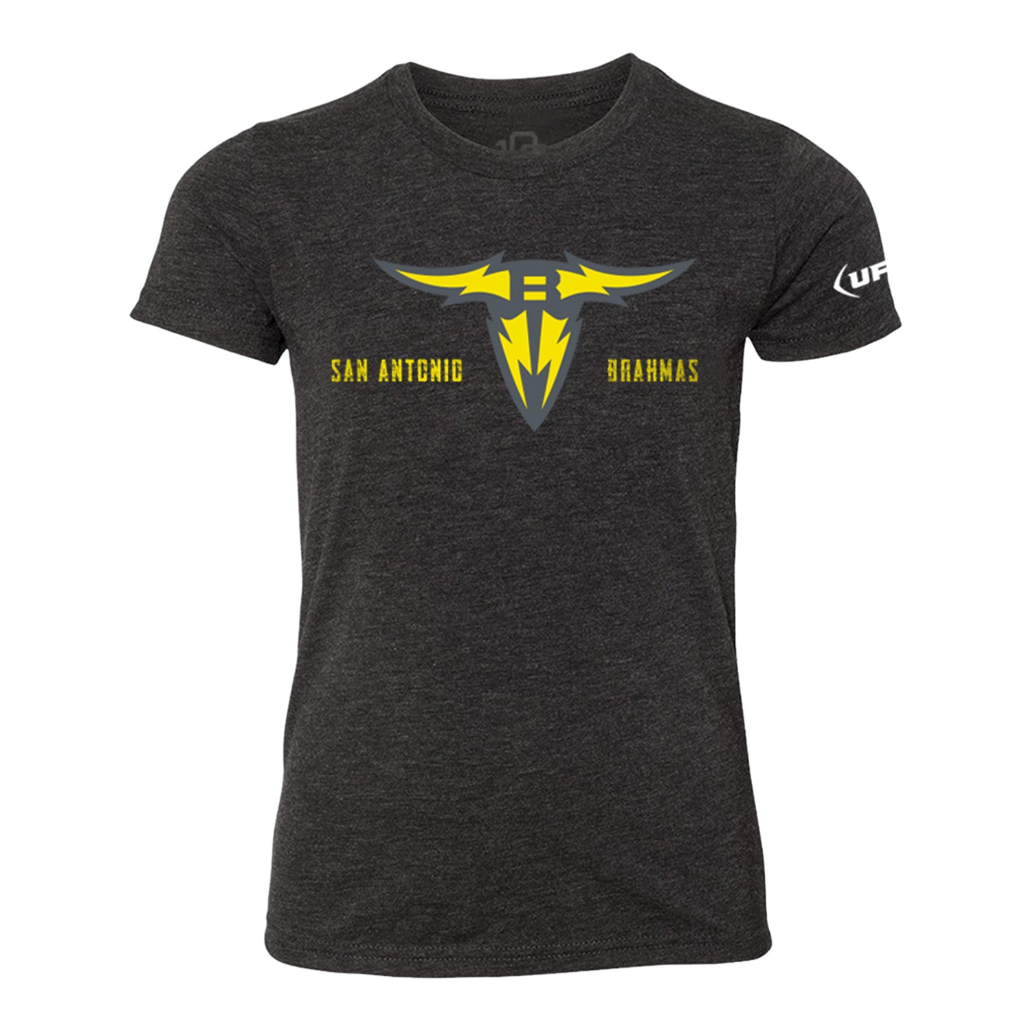 San Antonio Brahmas Youth Wristband T-Shirt In Black - Front View