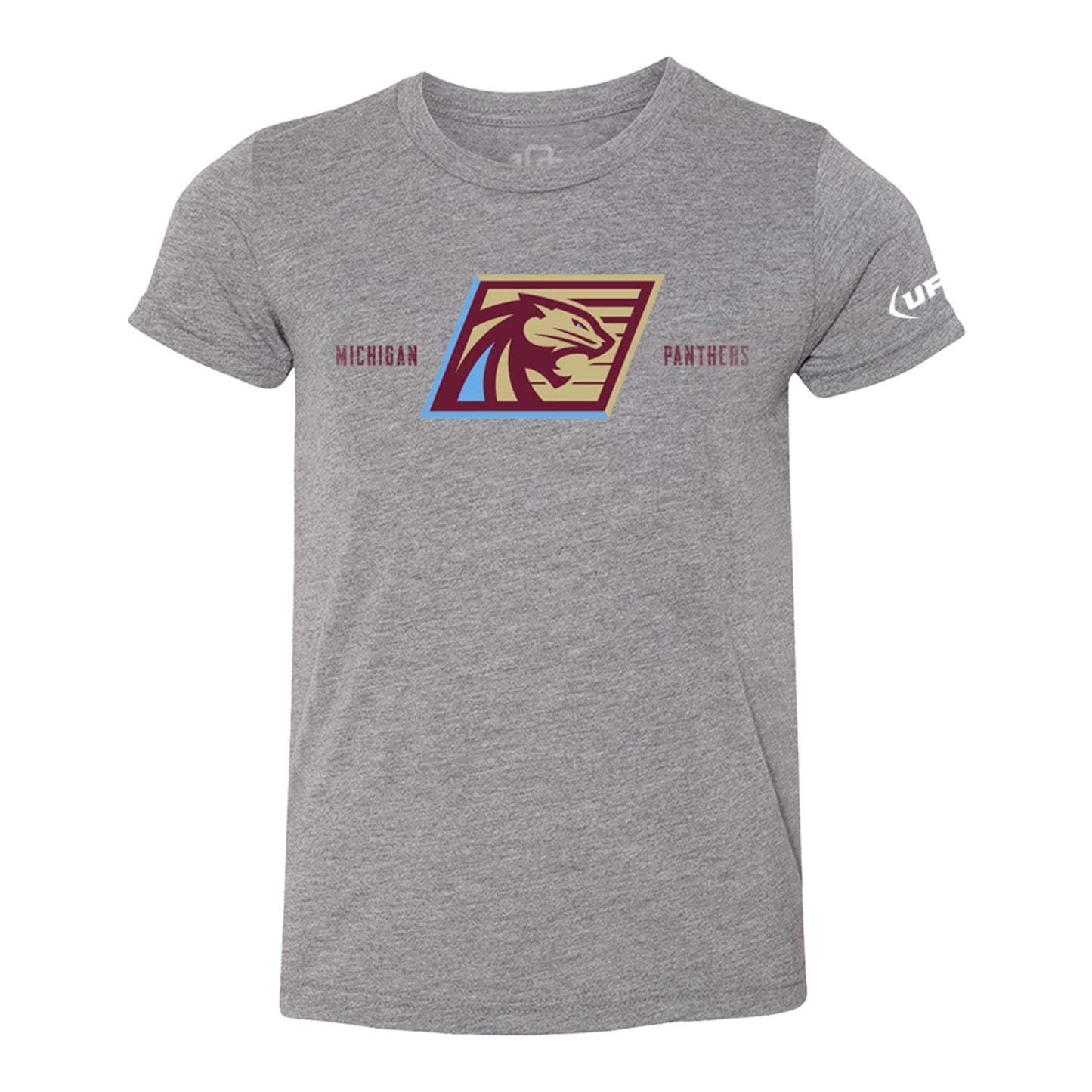 Michigan Panthers Youth Wristband T-Shirt In Grey - Front View