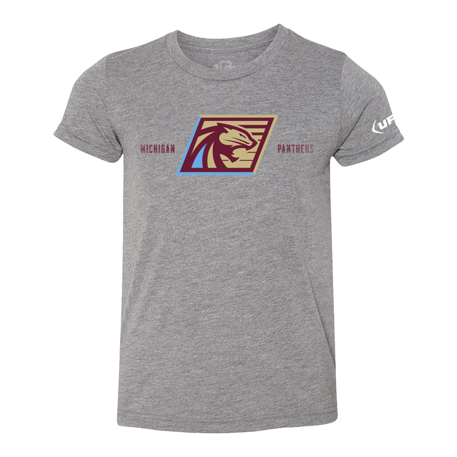 Michigan Panthers Youth Wristband T-Shirt In Grey - Front View