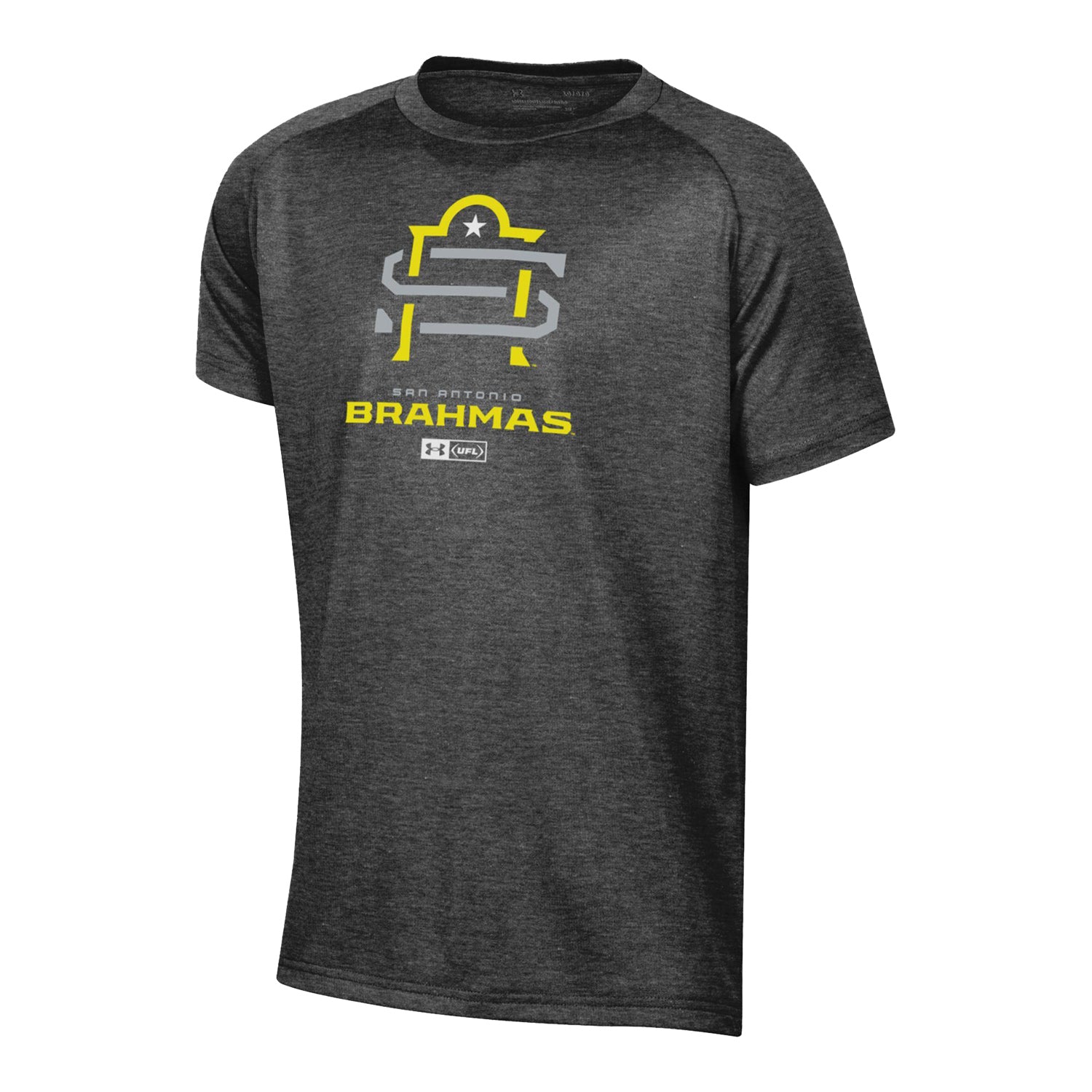 Under Armour San Antonio Brahmas Youth Tech T-Shirt In Grey - Front View