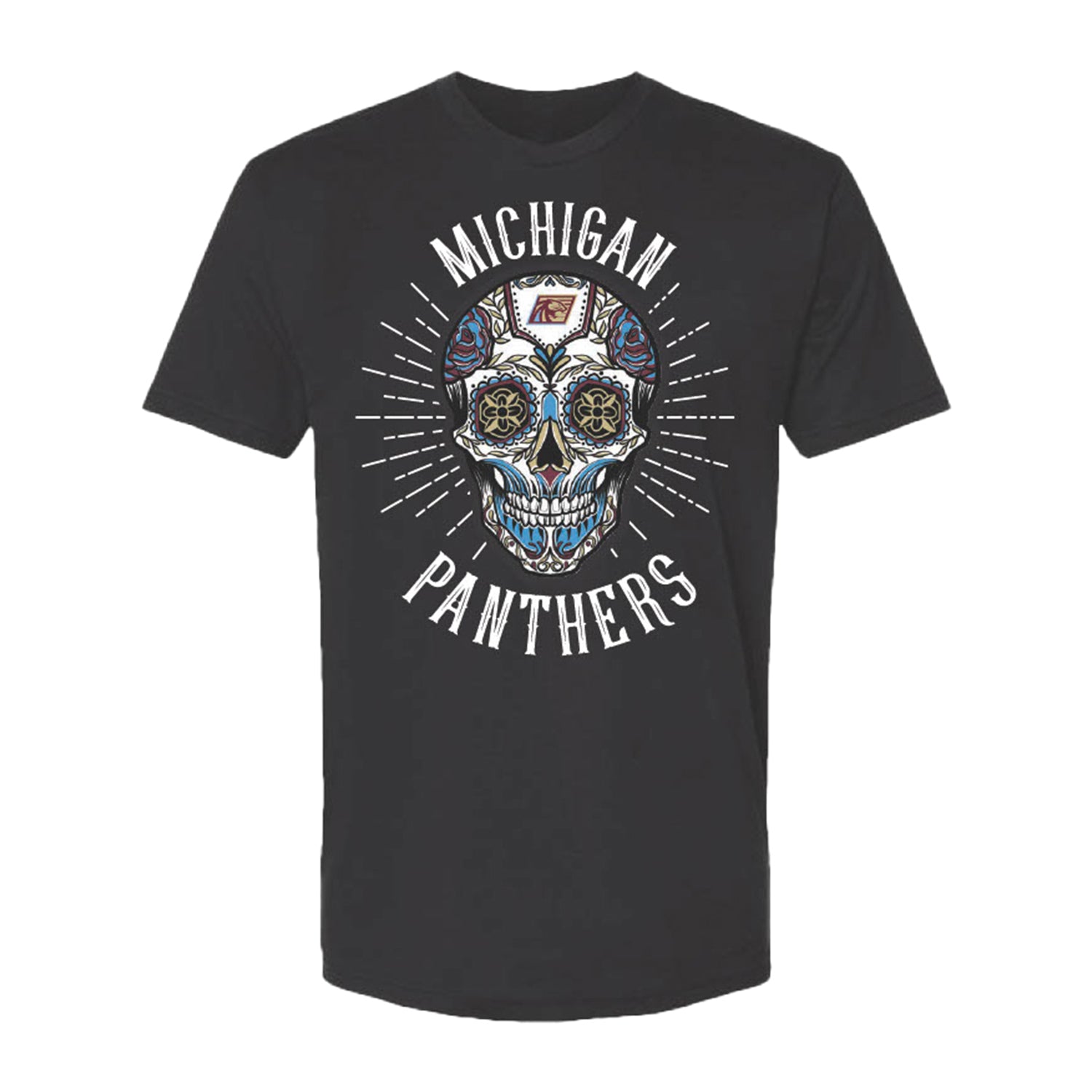 Michigan Panthers Hispanic Heritage T-Shirt In Black - Front View