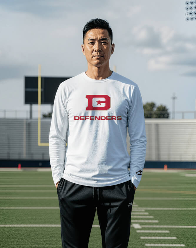 Man wearing D.C. Defenders gear from The UFL Shop